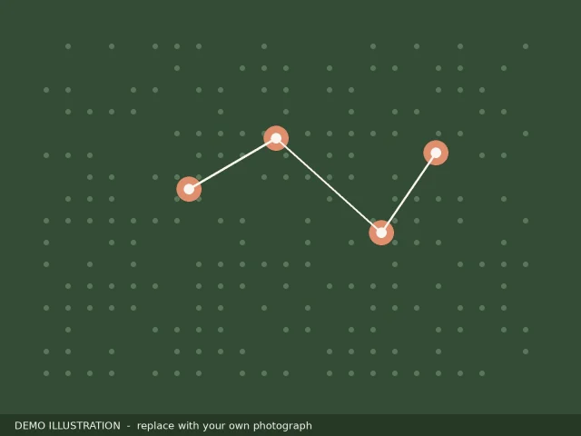 Demo illustration of a dotted map with connected points