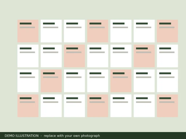 Demo illustration of a weekly planner grid
