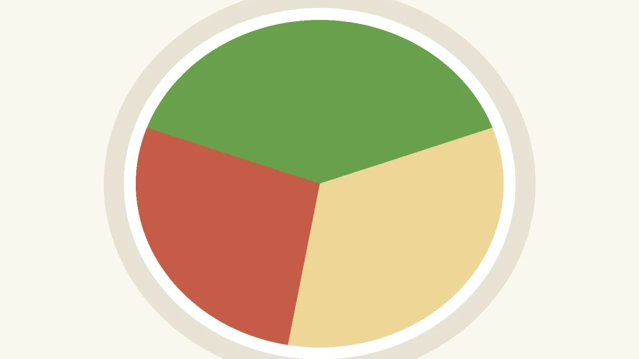 Demo illustration of a plate divided into three coloured sections
