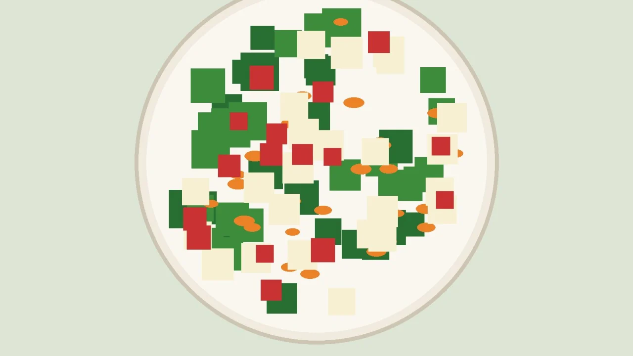 Demo illustration of a bowl of stir-fried vegetables and tofu